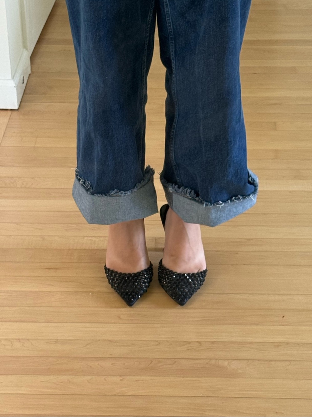 Jeffrey Campbell Black Studded Pointed Slingback Heels - Picture 5 of 7